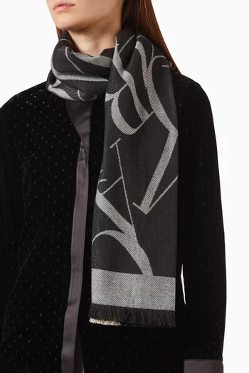 Jacquard Logo Stole in Wool-blend
