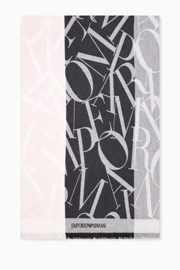 Jacquard Logo Stole in Wool-blend
