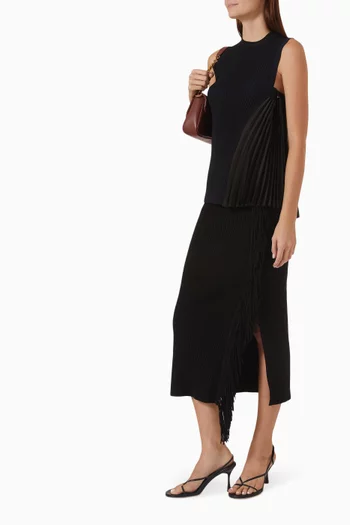 Asymmetrical Pleated Panel Top in Ribbed-viscose