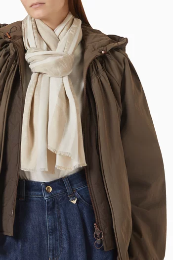 Striped Jacquard Scarf in Cotton-blend
