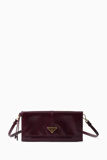 Leather Wallet with Shoulder Strap in Calfskin