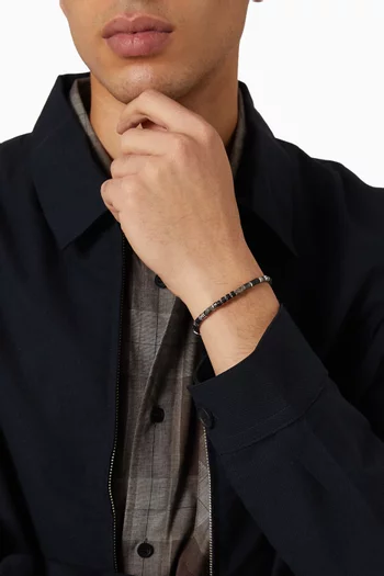 سوار بخرز هيشي عقيق أسود ستانلس ستيل