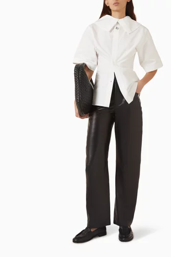 Oversized-collar Top in Compact Cotton Toile