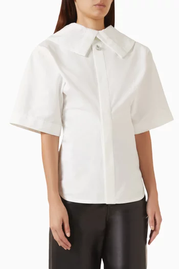 Oversized-collar Top in Compact Cotton Toile