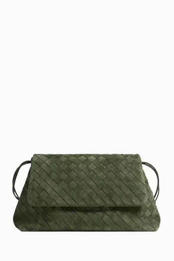 Giorno Shoulder Bag in Intrecciato Suede