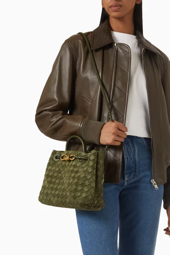 Small Andiamo Top-handle Bag in Intrecciato Suede