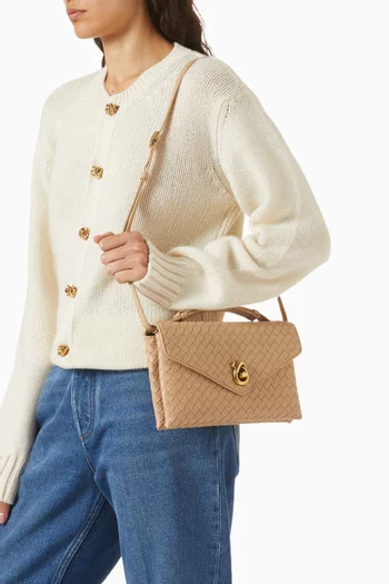 Knot Lock Crossbody Bag in Intrecciato Leather