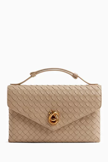 Knot Lock Crossbody Bag in Intrecciato Leather