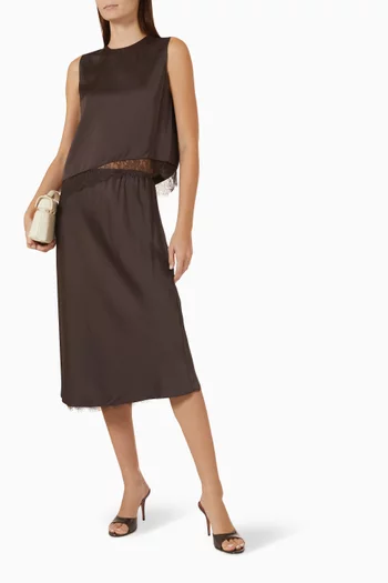 Lace-trim Asymmetric Top in Satin