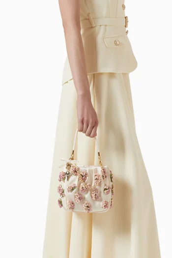 Floral Beaded Tote Bag