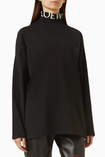 Logo-neck Top in Cotton