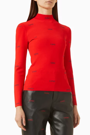 Embroidered-logo Top in Viscose Blend