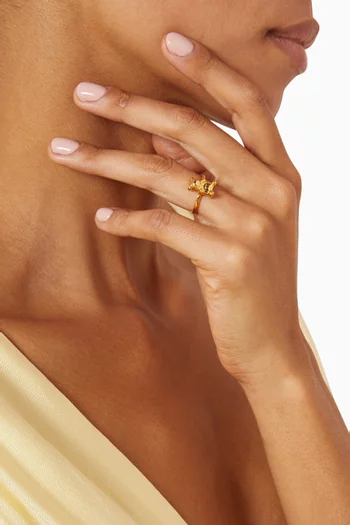 خاتم نوستالجيا تو بو فضة إسترلينية مطلية ذهب عيار 18