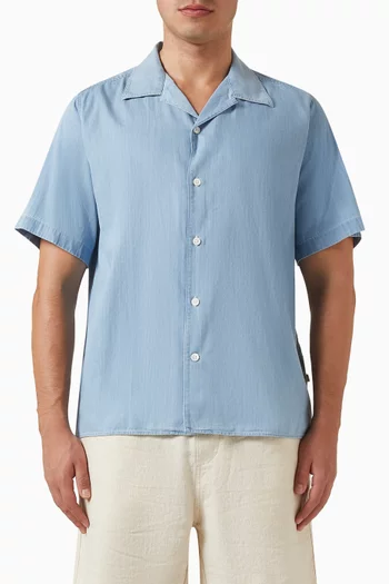 Julio Camp Collar Shirt in Cotton Twill