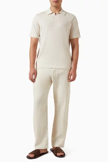 Ryan Knitted Polo Shirt in Linen-blend