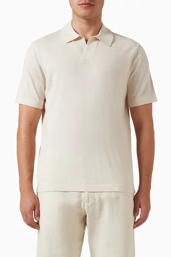 Ryan Knitted Polo Shirt in Linen-blend