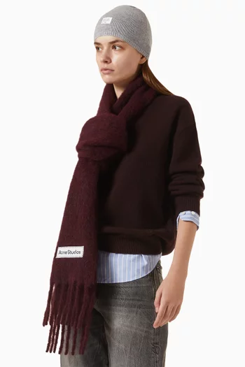 Logo Skinny Scarf in Mohair-blend