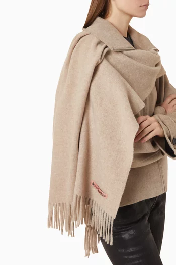 Fringed Oversized Scarf in Wool