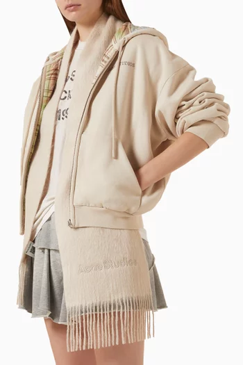 Logo Long Hair Scarf in Alpaca Wool-blend