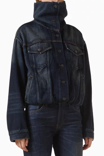 High-neck Cropped Jacket in Denim