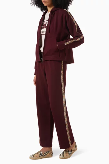 Check Trim Zip Hoodie in Cotton