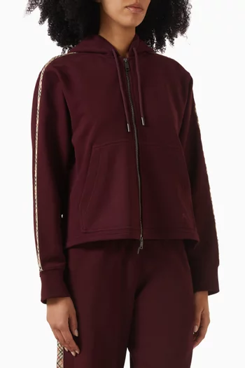 Check Trim Zip Hoodie in Cotton