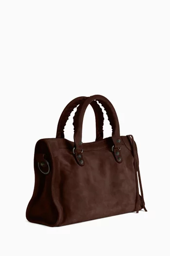 Small Le City Bag in Waxed Suede Calfskin