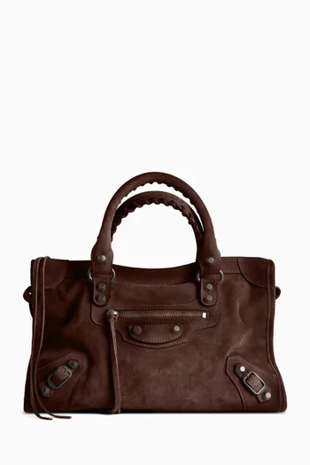 Small Le City Bag in Waxed Suede Calfskin