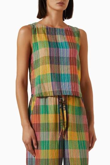 Echo Shell Top in Cotton-plaid