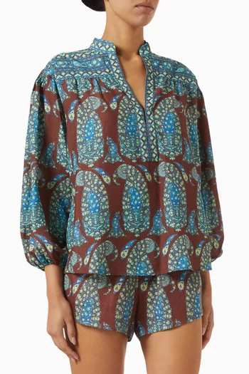 Calico Yoke Smock Top
