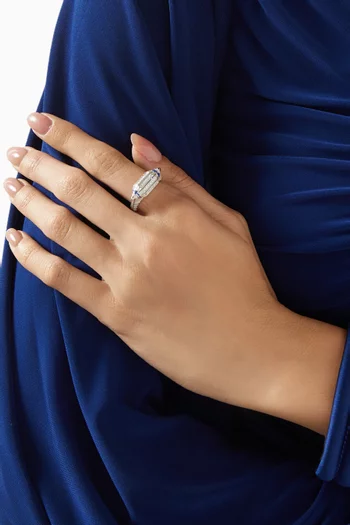 خاتم المرية مرصع بالماس ذهب أبيض عيار 18