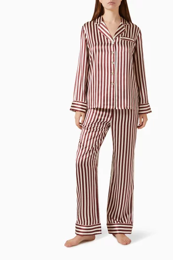 Lila Striped Pyjama Set in Silk-satin
