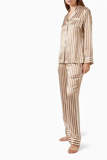Lila Striped Pyjama Set in Silk-satin