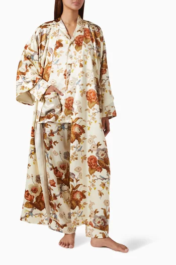 Yves Floral Pyjama Set in Silk Satin