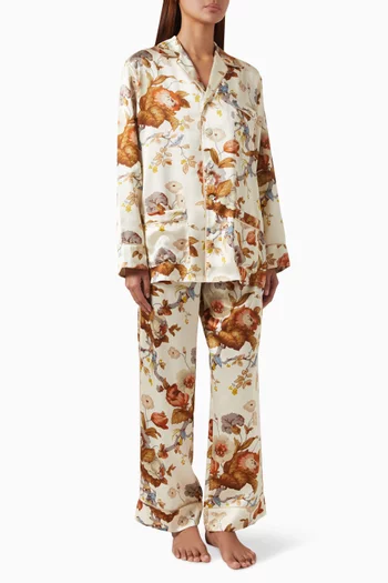 Yves Floral Pyjama Set in Silk Satin