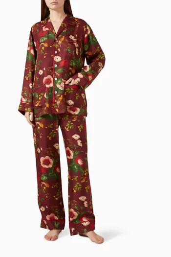 Yves Floral Pyjama Set in Silk Satin