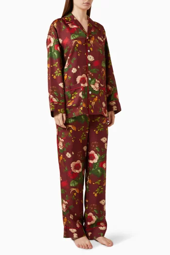 Yves Floral Pyjama Set in Silk Satin