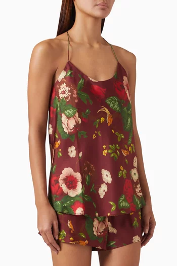 Bella Floral Camisole Set in Silk-twill