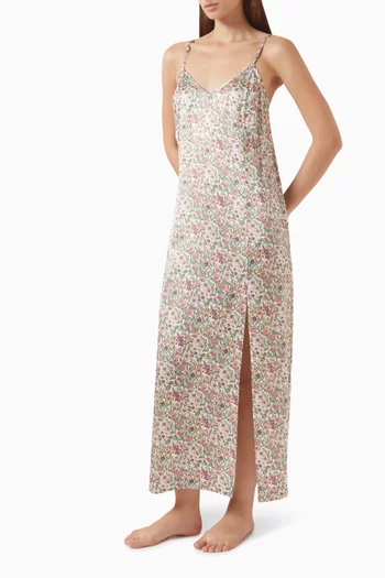 Rachel Meadow Midi Chemise in Silk Satin