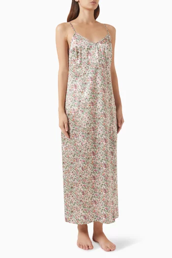 Rachel Meadow Midi Chemise in Silk Satin