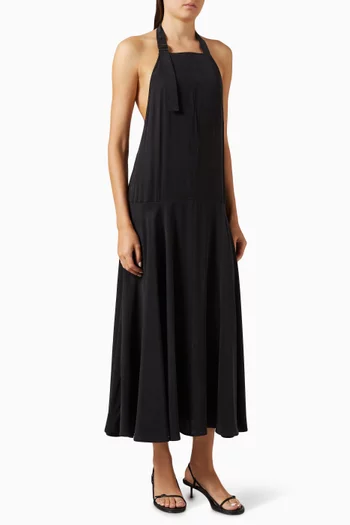 Apron Open-back Dress in Tencel Blend