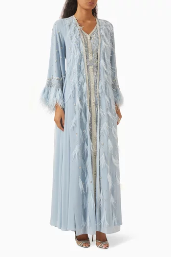 Embellished Feather-cuff Kaftan