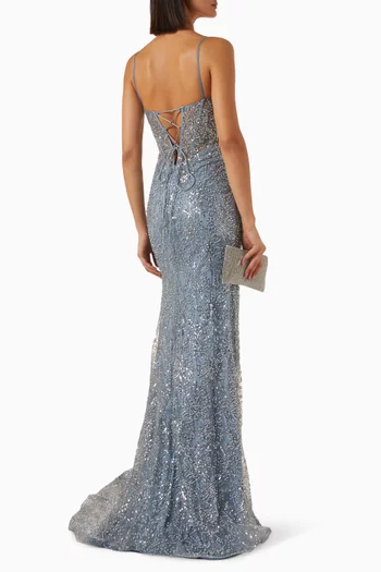 Beaded Slit Gown