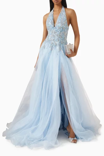 Rhinestone-embellished Gown in Organza