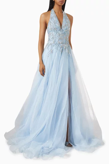 Rhinestone-embellished Gown in Organza