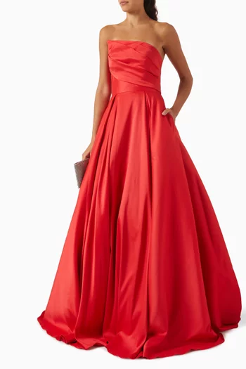 Strapless Bustier Gown in Mikado