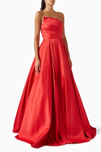 Strapless Bustier Gown in Mikado