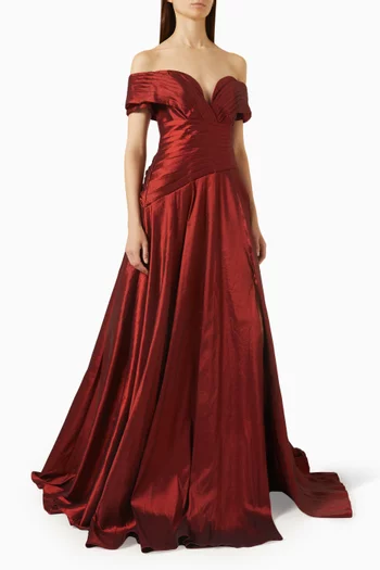 Off-shoulder Gown in Taffeta