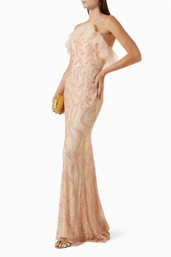 Strapless Beaded Gown
