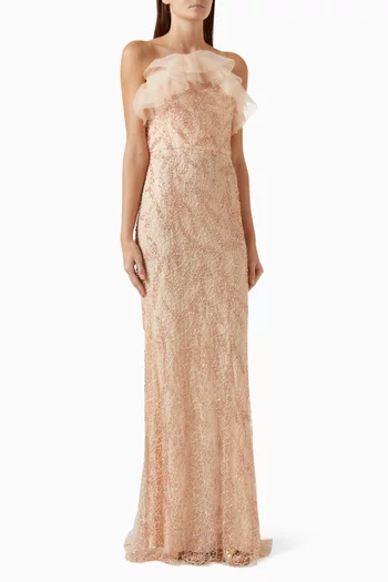 Strapless Beaded Gown